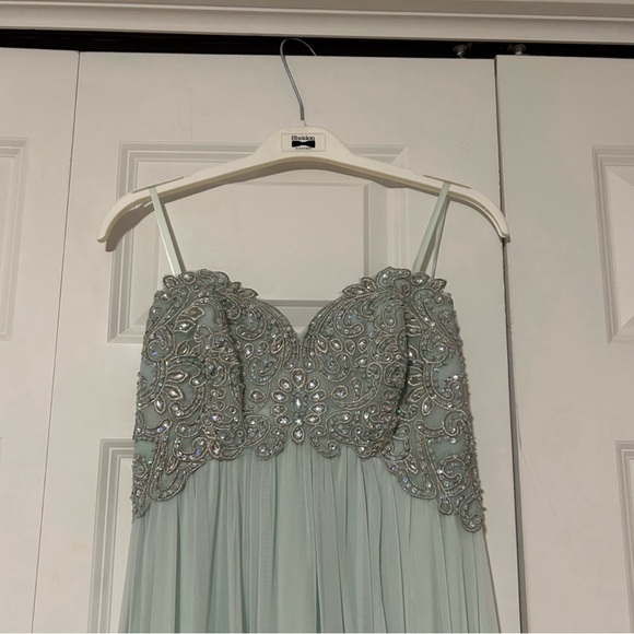 Sequin Hearts Light Pale Green Beaded Strapless Full-Length Prom Dress - Picture 6 of 8